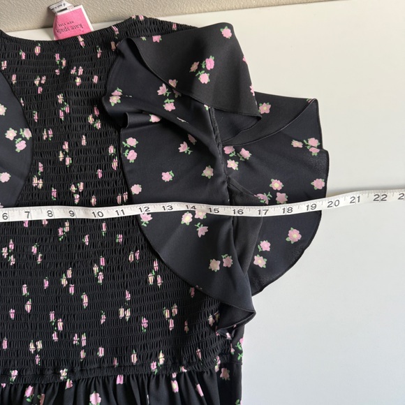 Kate Spade Ditsy Begonia flutter sleeve black floral dress sz 6 - Picture 12 of 15